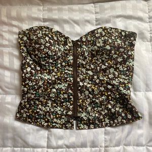 Brown Floral Corset
